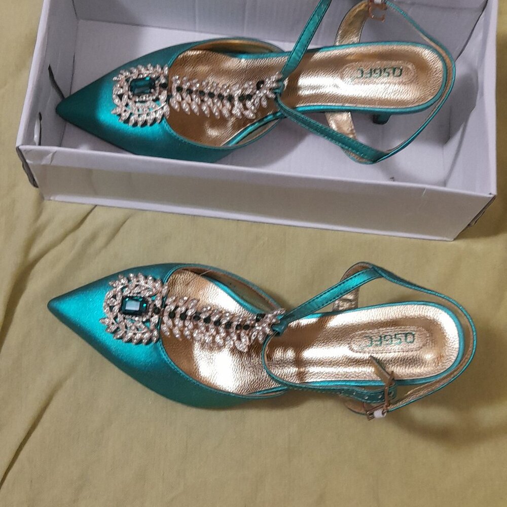 Green and gold shoes